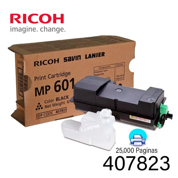 Toner Ricoh 407823 (MP601) Negro 25.000 páginas Toner Ricoh 407823 (MP601) Negro 25.000 páginas