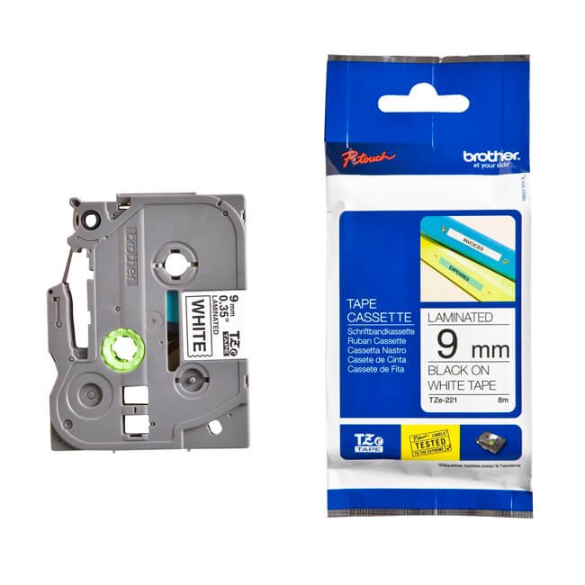 Cinta Brother TZE-221 Negro sobre Blanco 3/8″ (9MM) Cinta Brother TZE-221 Negro sobre Blanco 3/8″ (9MM)