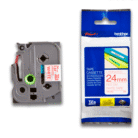 Cinta Brother TZE-252 | Roja sobre Blanco | 24mm (1″) x 8 mts.