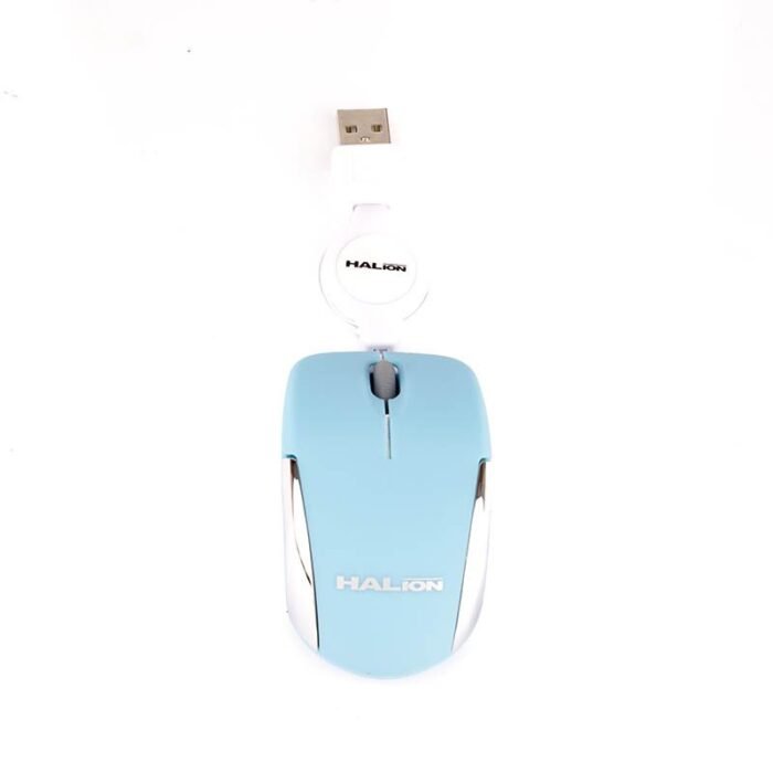 Mouse Halion Hermes Mini M1858 USB Celeste Retractil