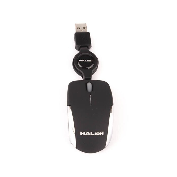 Mouse Halion Hermes Mini M1858 USB Negro Retractil