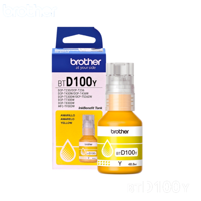 Botella de Tinta Brother BTD100 Yellow 48.8ML