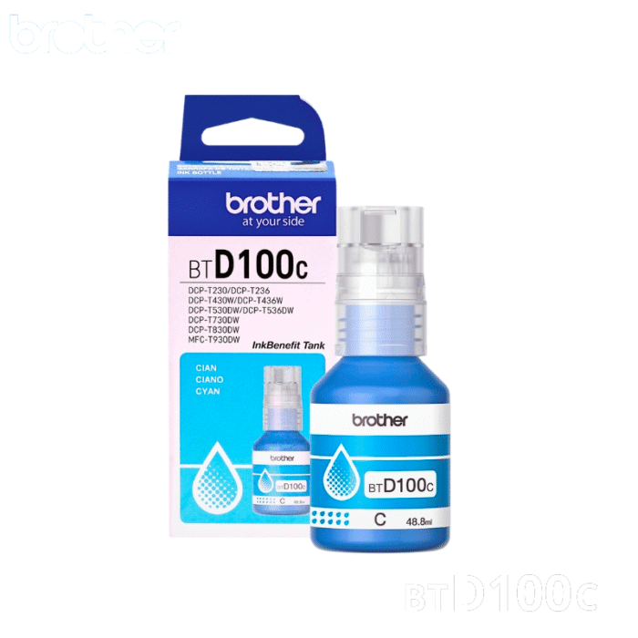 Botella de Tinta Brother BTD100 Cyan 48.8ML Botella de Tinta Brother BTD100 Cyan 48.8ML