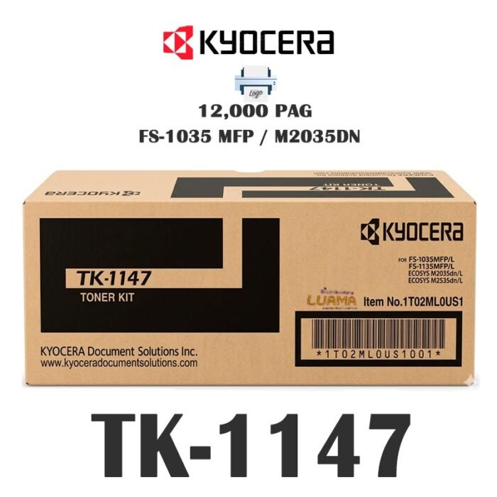 Tóner Kyocera TK-1147 Negro Para FS-1035 MFP 12000pag. Tóner Kyocera TK-1147 Negro Para FS-1035 MFP 12000pag.