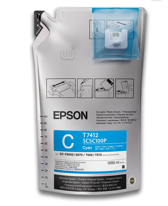 Tinta Epson T741200 Cyan 1LT SureColor SC-F6000 Tinta Epson T741200 Cyan 1LT SureColor SC-F6000