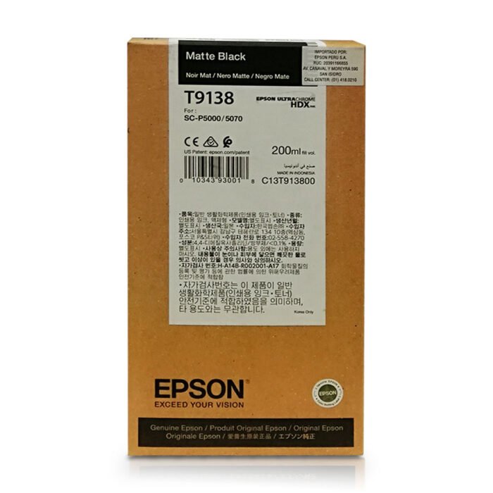 Tinta Epson T913800 Matte Black (200ML) Tinta Epson T913800 Matte Black (200ML)