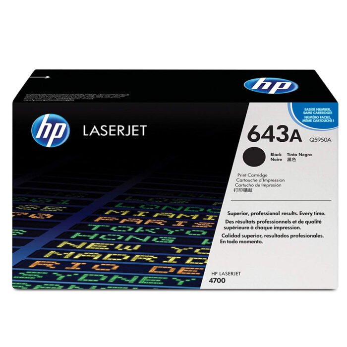 Tóner Hp 643A (Q5950A) Negro 11,000 Pag Color LaserJet 4700 Tóner Hp 643A (Q5950A) Negro 11,000 Pag Color LaserJet 4700