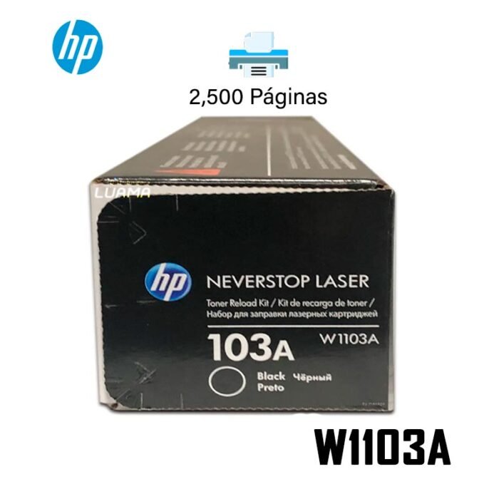 Tóner Hp 103A (W1103A) Negro 2500pag Laser Neverstop 1200w 1000w