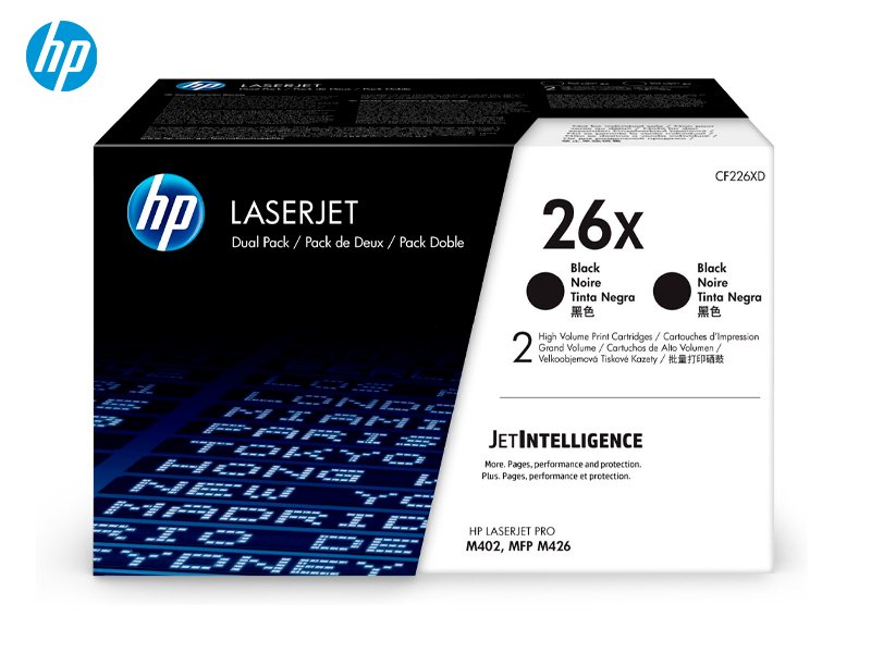 Toner Hp Lj 26X (CF226XD) Negro Dual Pack 9,000 Pag LaserJet Pro M402dn Toner Hp Lj 26X (CF226XD) Negro Dual Pack 9,000 Pag LaserJet Pro M402dn