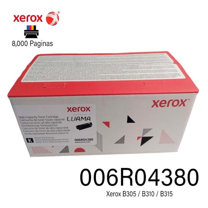 Toner Xerox 006R04380 Para B310/B315 Negro 8.000 pag Toner Xerox 006R04380 Para B310/B315 Negro 8.000 pag