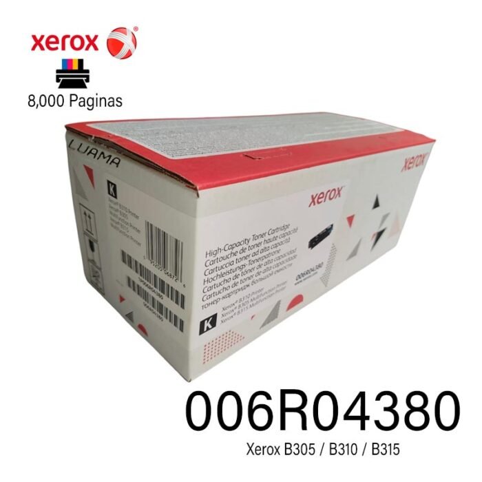Toner Xerox 006R04380 Para B310/B315 Negro 8.000 pag Toner Xerox 006R04380 Para B310/B315 Negro 8.000 pag