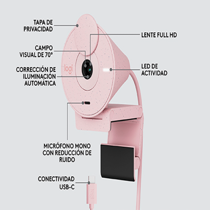Cámara Logitech Brio 300 Rose