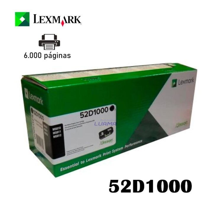 Tóner Lexmark 52D1000 Negro Para MS/MX710,711,810,811,812 6,000pag