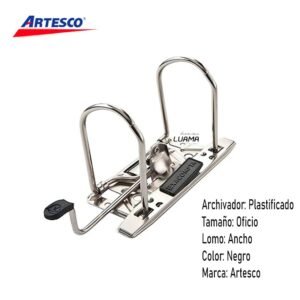 Archivador Oficio Artesco Plastificado Lomo Ancho Negro