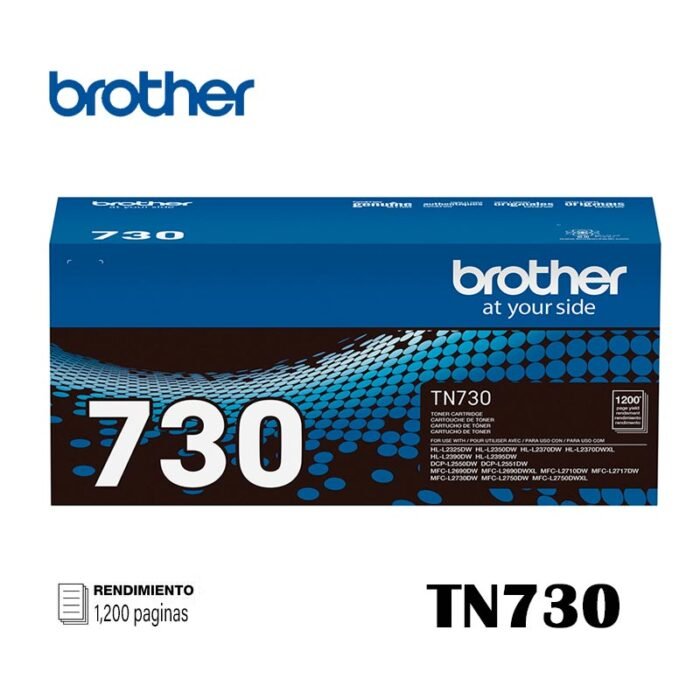 Tóner Brother TN730 Negro de estandar rendimiento de 1,200 páginas