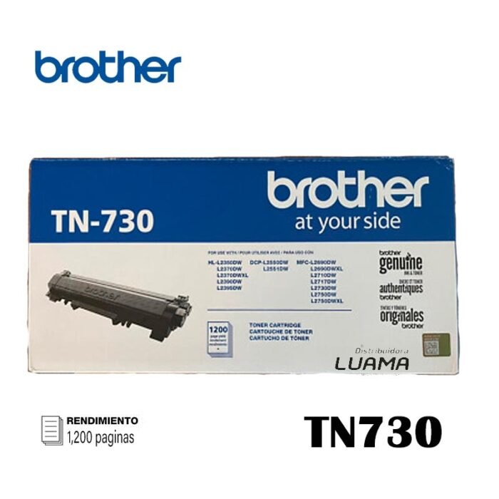 Tóner Brother TN730 Negro de estandar rendimiento de 1,200 páginas