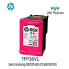Tinta HP 7FP36VL (668) Tricolor (DJ 2975 / 4375) 200 Páginas