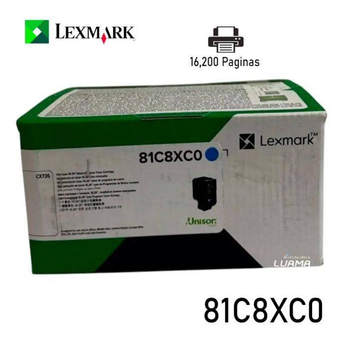 Toner Lexmark 81C8XC0 Cyan 16.2K Original CS/X73X