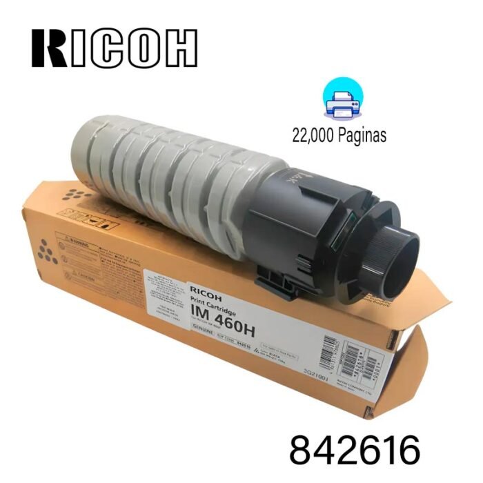 Toner Ricoh IM 460H (842616) Multifuncional IM 460F / IM 370F Black 22K Páginas