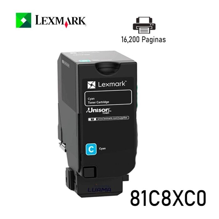 Toner Lexmark 81C8XC0 Cyan 16.2K Original CS/X73X