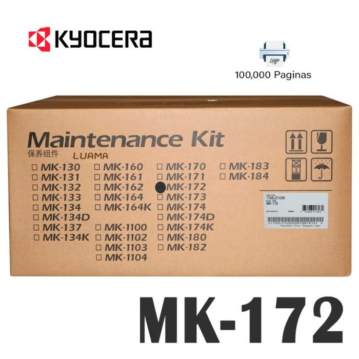 Kit de Mantenimiento Kyocera MK-172 (1702LZ7US0 ) FS-1320D FS-1370DN FS-P2135DN 100.000 Páginas Kit de Mantenimiento Kyocera MK-172 (1702LZ7US0 ) FS-1320D FS-1370DN FS-P2135DN 100.000 Páginas