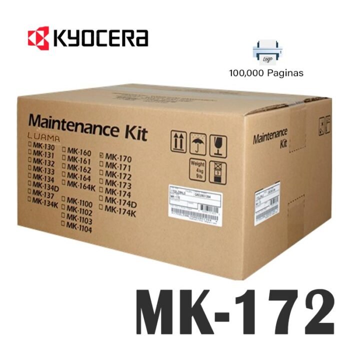 Kit de Mantenimiento Kyocera MK-172 (1702LZ7US0 ) FS-1320D FS-1370DN FS-P2135DN 100.000 Páginas Kit de Mantenimiento Kyocera MK-172 (1702LZ7US0 ) FS-1320D FS-1370DN FS-P2135DN 100.000 Páginas