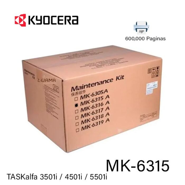Kit De Mantenimiento Kyocera MK-6315 TASKalfa 3501i / 4501i / 5501i Black 600K Páginas