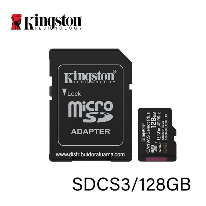 MEMORIA MICROSDHC 128GB 150MB/S C10+ADP KINGSTON (SDCS3/128GB)