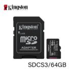 MEMORIA MICROSDHC 64GB 100MB/S C10+ADP KINGSTON (SDCS3/64GB)