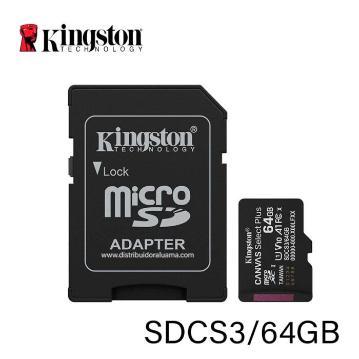 MEMORIA MICROSDHC 64GB 100MB/S C10+ADP KINGSTON (SDCS3/64GB)