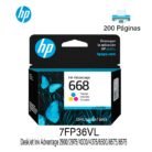 Tinta HP 7FP36VL (668) Tricolor (DJ 2975 / 4375) 200 Páginas