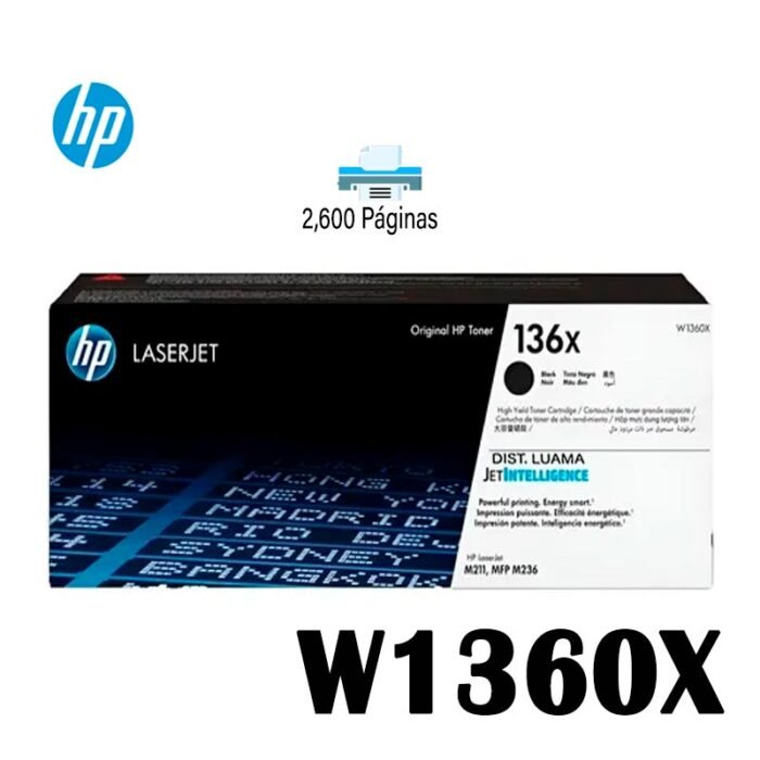 Toner HP W1360X (136X) L.J. M211 Black 2.600 Paginas