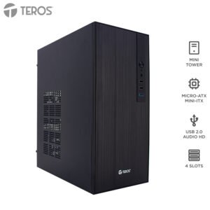 Case TEROS TE-1034S, Mini Tower ATX, 250 W, USB 3.0 / 2.0, audio HD, negro