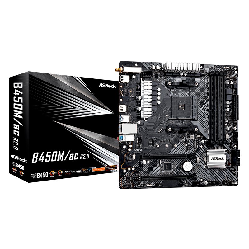 Motherboard ASROCK B450M/ac R2.0, Chipset AMD B450, Socket AMD AM4, mATX