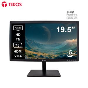 Monitor plano TEROS TE-1916S, 19.5” HD TN, 75Hz, 5ms, HDMI, VGA, Audio out, Parlantes