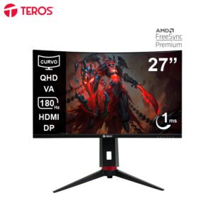 Monitor curvo gaming TEROS TE-2767G 27” QHD VA 180Hz 1ms HDMI DP AUDIO OUT negro