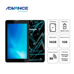 Tablet Advance Prime PR6152, 7” 1024x600, Android 11 Go , 3G, Dual SIM, 16GB, RAM 1GB.