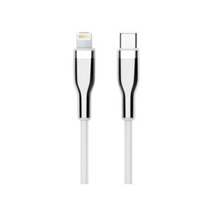Cable USB TEROS TE-70212W, Tipo C a Lightning, 3A, 20W Máx, blanco y plateado
