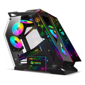 Case gamer TEROS TE-1312G, Mid Tower, USB 3.0 / USB 2.0, audio, ventilador ARGB, negro
