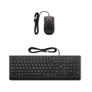 Kit de teclado y mouse Essential LENOVO, Interfaz USB-A, Color Negro, En español.
