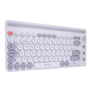 Teclado inalámbrico TEROS TE-4070S, 2.4 GHz, bluetooth 3.0 / 5.2, 80 teclas, blanco
