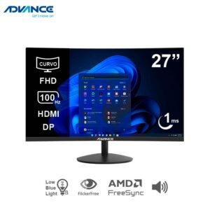 Monitor curvo ADVANCE ADV-2751S, 27” FHD VA, 100Hz, 1ms, HDMI, DP, Audio out, Parlantes
