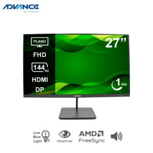 Monitor plano Advance ADV-2755S, 27” FHD IPS, 144Hz, 1ms, HDMI, DP, Audio Out, Parlantes