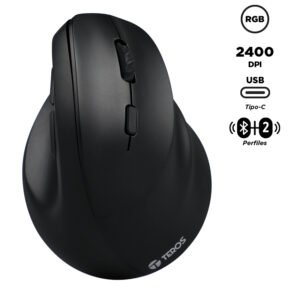 Mouse Inalámbrico Teros TE-5169N, 2.4G+Bluetooth, 2400 DPI, USB, Color Negro