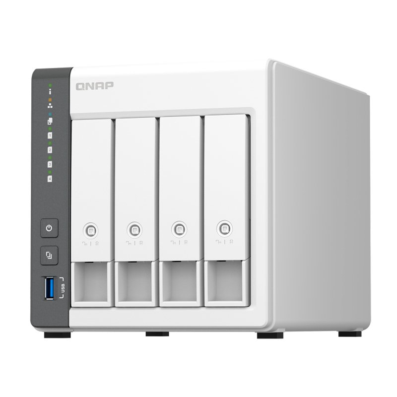 Servidor NAS QNAP TS-433-4G, ARM Cortex A55 4C/2GHz, 4GB RAM(On-Board), Bahias 4x3.5” SATA