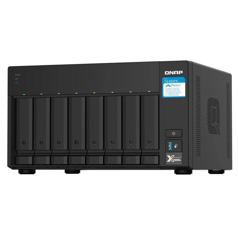 Servidor NAS QNAP TS-832PX-4G, ARM Cortex-A57 4C/1.7GHz, 4GB DDR4, Bahias: 8 x 3.5” SATA