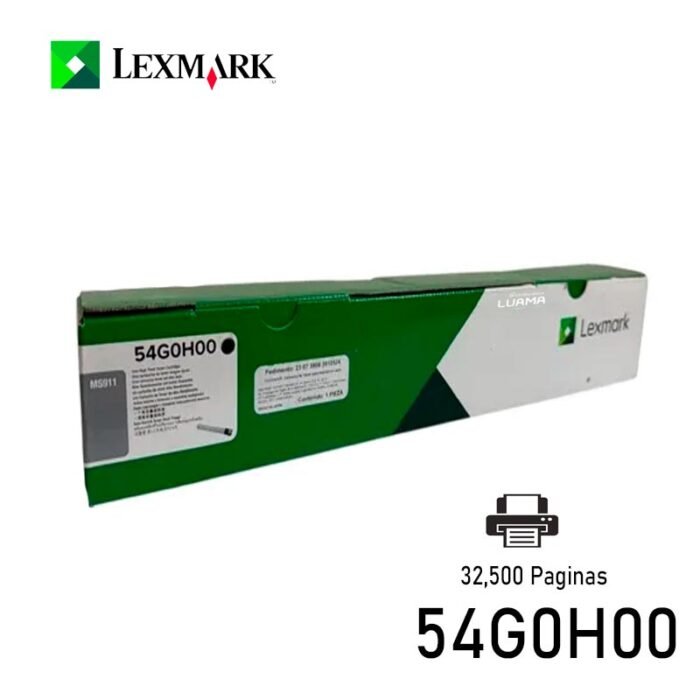 Tóner Lexmark 54G0H00 Negro MS911de 32.500 Paginas Tóner Lexmark 54G0H00 Negro MS911de 32.500 Paginas